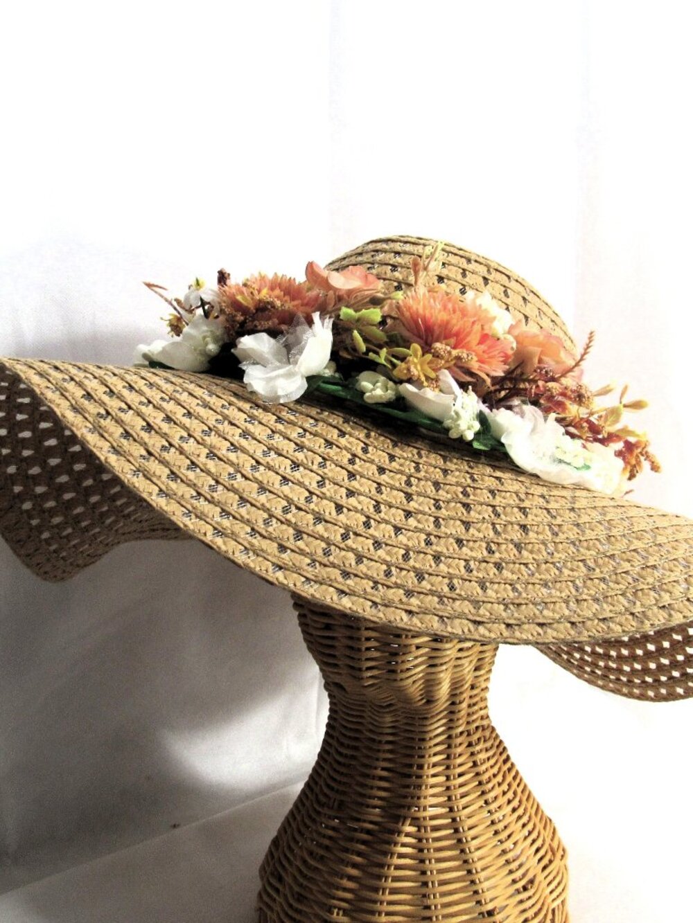 LADIES SUN HAT WOVEN WITH WIDE BRIM SIZE 7.5 BEACH FESTIVAL CHURCH